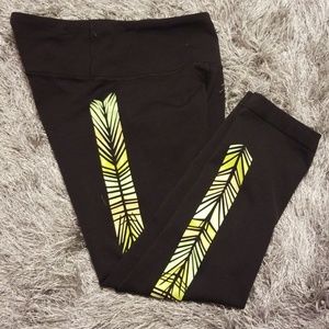 Lululemon Wunder Under Crop (Black/Green Print)